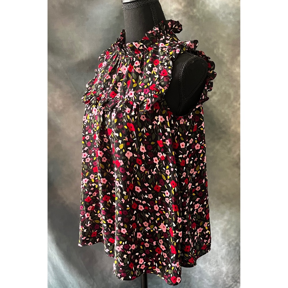 Kate Spade Boho‎ Floral Ruffle Neck Sleeveless Blouse Top Women's Size Small - Picture 3 of 7